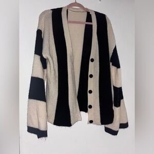 Striped Black and Cream Women's Sweater